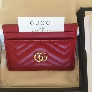 AUTHENTIC Gucci Red GG Marmont card case